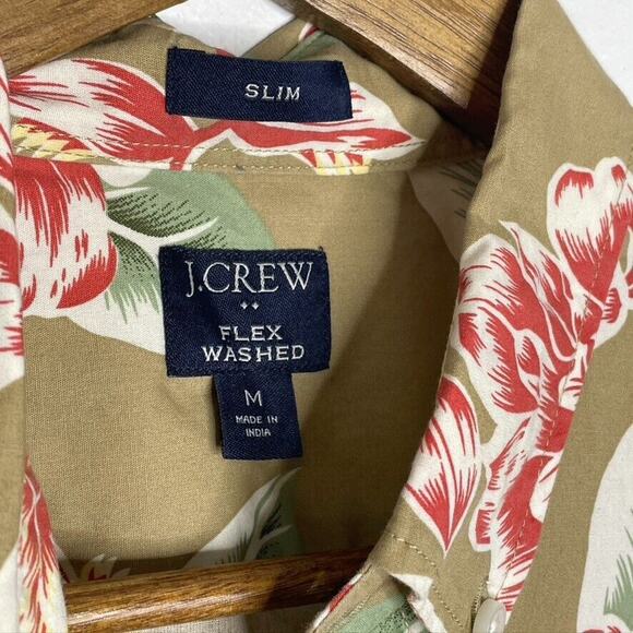 J Crew Floral Hawaiian Print Casual Short Sleeve Flex Shirt Slim Fit Medium Mens - Picture 5 of 7